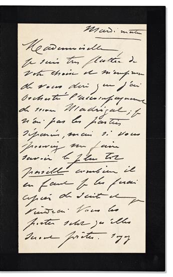Chaminade, Cécile (1857-1944) Autograph Letter Signed, Undated.